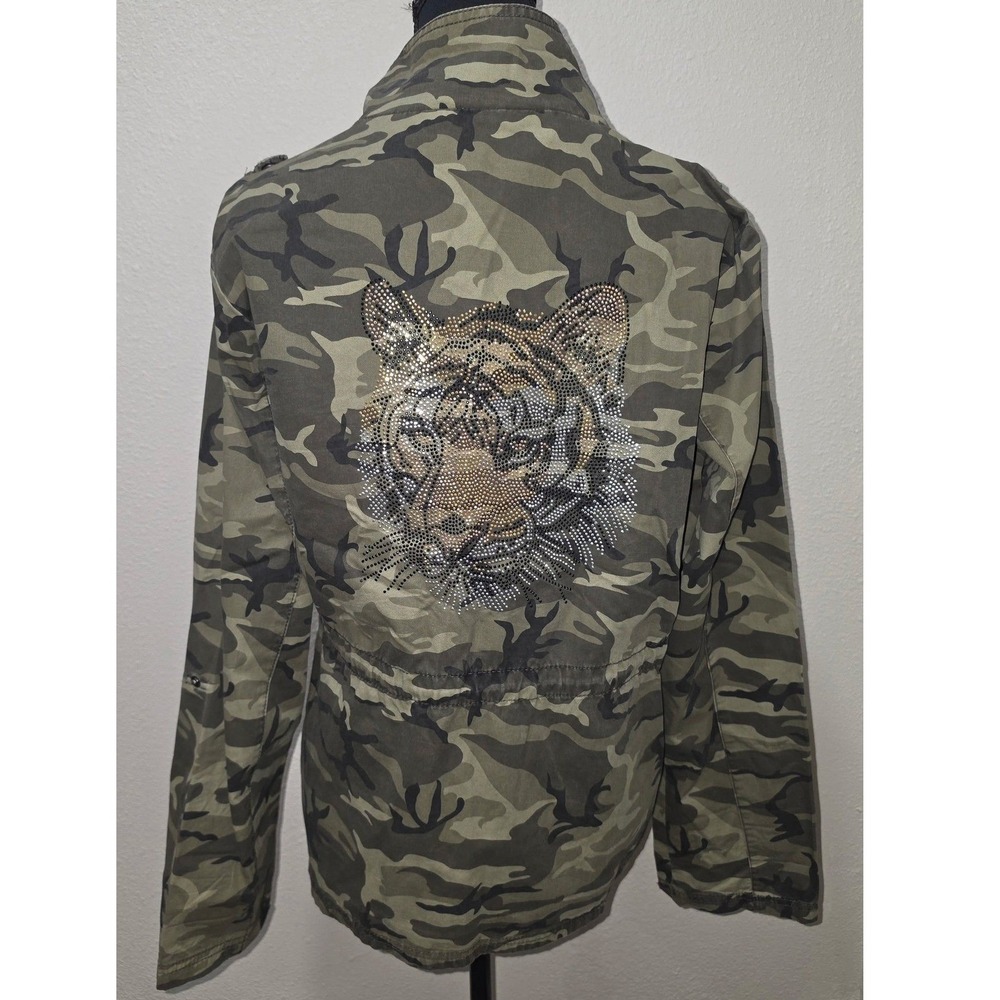 Ashley by 26 International Camo Utility Jacket Rhinestone Tiger XL
